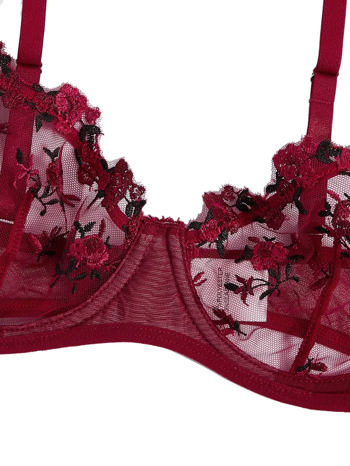 Sexy Lingerie Exquisite Embroidery Floral Ultra-thin Sexy Large Size Lingerie Ladies Lace Transparent Underwear Bra Set S-4XL