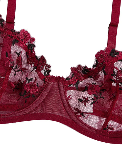 Sexy Lingerie Exquisite Embroidery Floral Ultra-thin Sexy Large Size Lingerie Ladies Lace Transparent Underwear Bra Set S-4XL