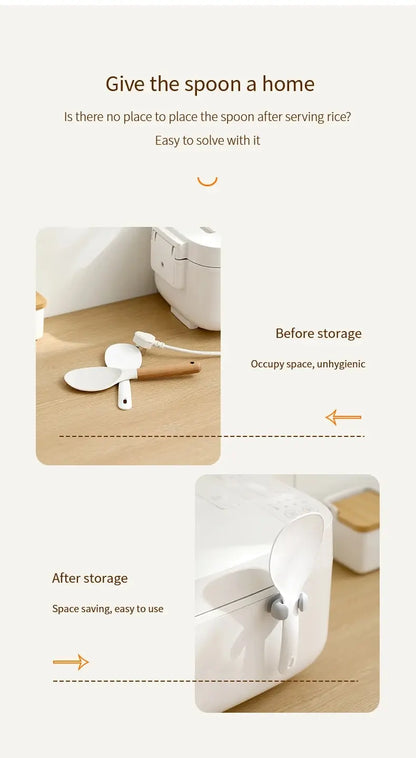 Rice Spoon Holder Silicone Storage Rack, Kitchen Wall-Mounted Cooker Spoon Shelf, Placement Rack