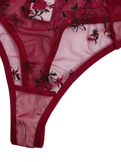 Sexy Lingerie Exquisite Embroidery Floral Ultra-thin Sexy Large Size Lingerie Ladies Lace Transparent Underwear Bra Set S-4XL