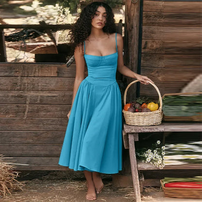 Elegant Wedding Events Corset Dress Sexy Strapless Pleated A-line Midi Party Dresses For Women Summer Female Clothing 2024