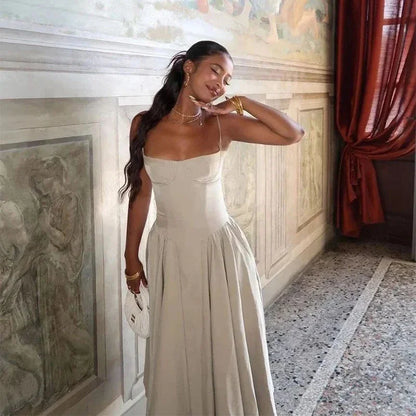 Elegant Wedding Events Corset Dress Sexy Strapless Pleated A-line Midi Party Dresses For Women Summer Female Clothing 2024