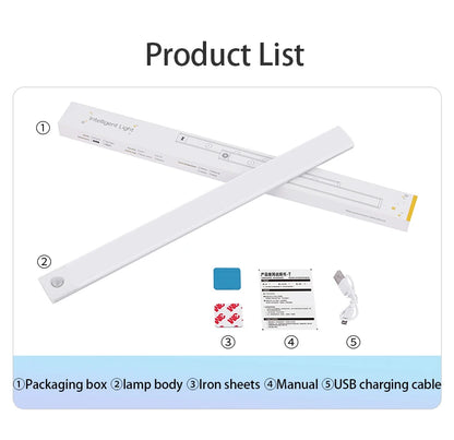 Motion Sensor Light Wireless LED Night Light USB Rechargeable Night Lamp Cabinet Wardrobe Lamp Under Backlight For Kitchen led