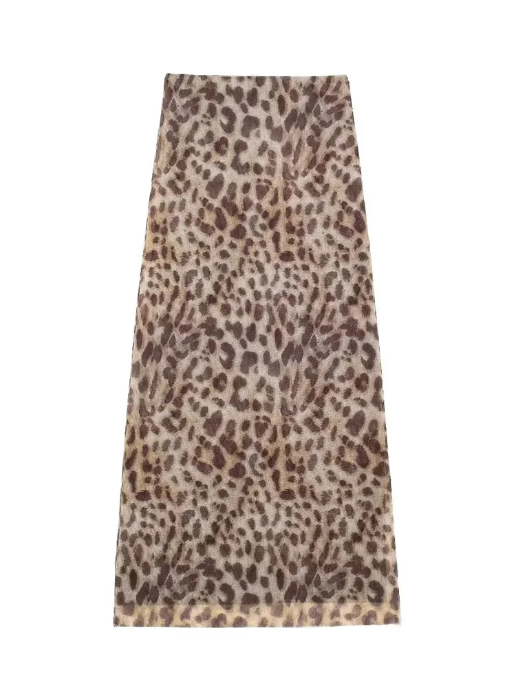 TRAF Leopard Mesh Tops Women Print Halter Top Woman Strapless Backless Top Sexy Lingerie Ladies Summer Top Off Shoulder Crop Top