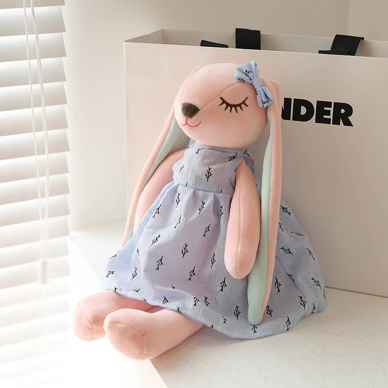Rabbit Plush Toy Long Ear Pink Heart Stuffed Animal Soft Comfort Doll Throw Pillow Cute Gift for Kids Girls Room Decor