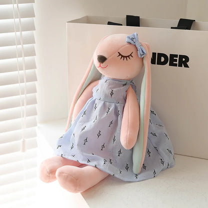 Rabbit Plush Toy Long Ear Pink Heart Stuffed Animal Soft Comfort Doll Throw Pillow Cute Gift for Kids Girls Room Decor