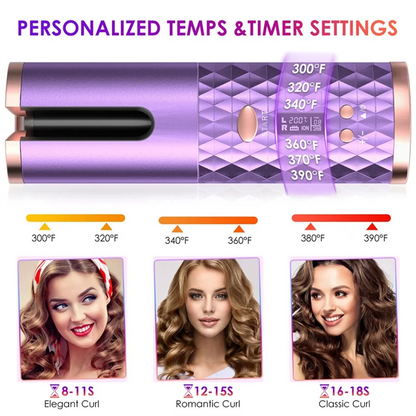 USB Automatic Curling Iron Cordless Auto Hair Curler Wireless Auto Curler Silky Curls Fast Heating Portable Auto Curler