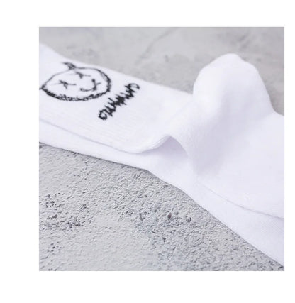 Men Women Socks Cotton Simplicity Anime Devil Grimace Harajuku Black White Graffiti Fashion Long Funny Hip Hop Sox Unisex medias