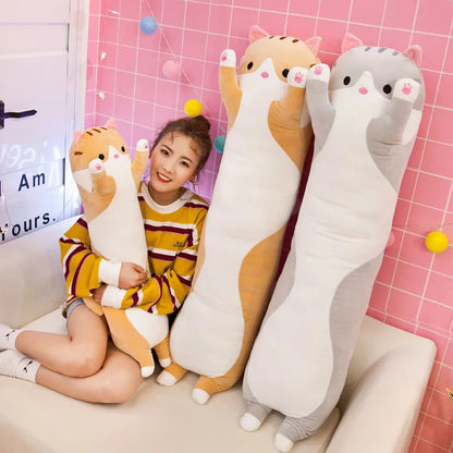 50-70cm Long Cat Plush Toys Cute Animal Cat Creative Long Soft Toys Office Break Nap Sleeping Pillow Stuffed Gift Doll For Kids