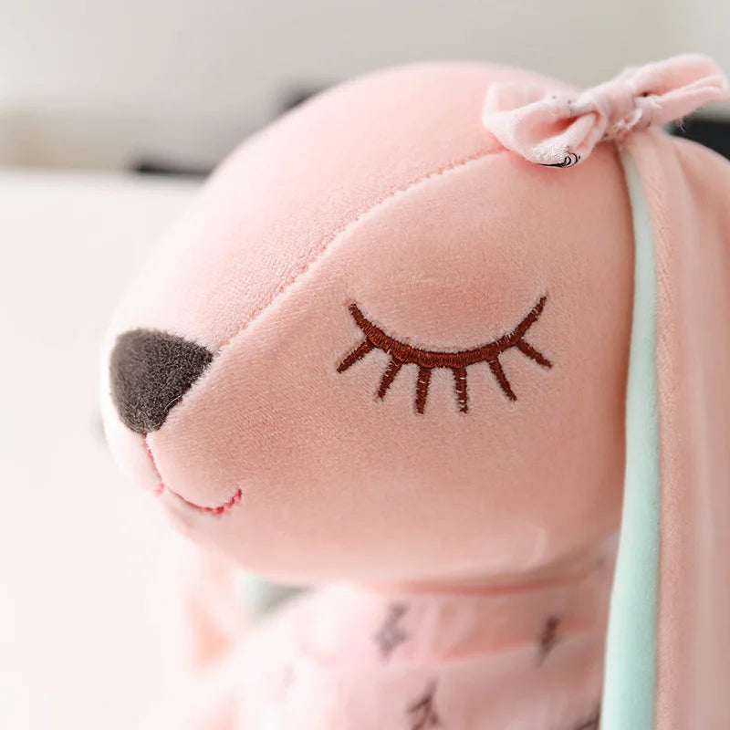 Rabbit Plush Toy Long Ear Pink Heart Stuffed Animal Soft Comfort Doll Throw Pillow Cute Gift for Kids Girls Room Decor
