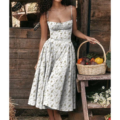 Elegant Spaghetti Strap Midi Dress Women Party Slim A Line Solid Suspender Lady Dresses New Spring Summer Fashion Sexy Vestidos