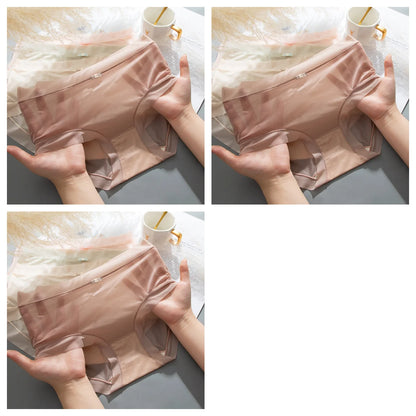 3Pcs/Set Women Thin Silky Panties Sexy Lingerie Quick Drying Briefs Female Seamless Underwear Summer Underpants Low Rise Panties
