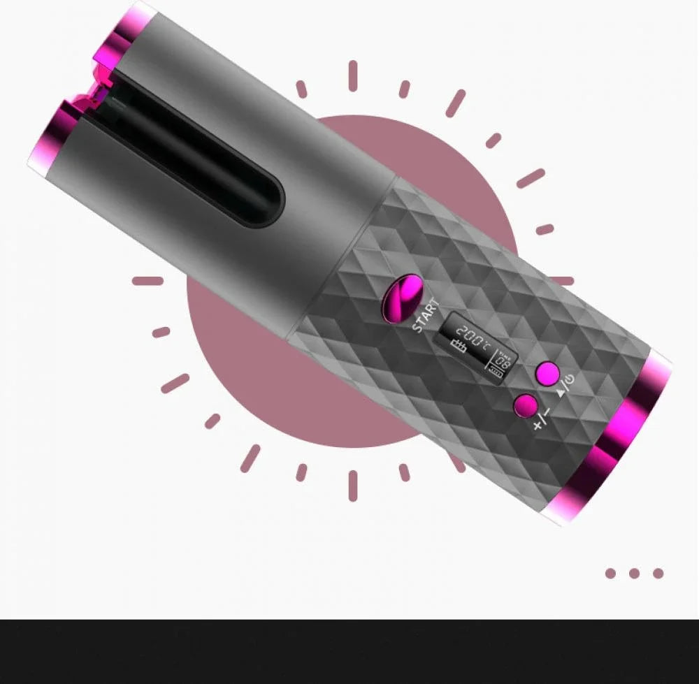 Wireless Curling Iron Cordless Curling Wand Adjustable Temperature Fast Heating Long-Lasting Battery Portable Travel Hair Styler