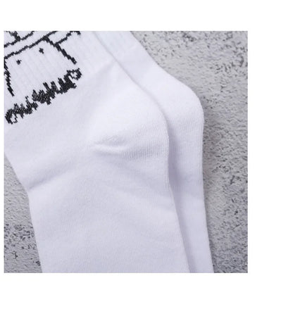 Men Women Socks Cotton Simplicity Anime Devil Grimace Harajuku Black White Graffiti Fashion Long Funny Hip Hop Sox Unisex medias