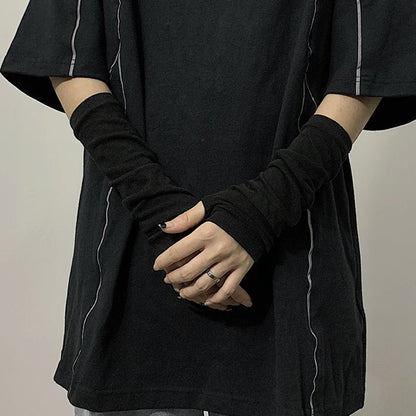 Winter Warm Long Sleeves Gloves for Man Women Fingerless Stripe Hip-Hop Knitted Elbow Mittens Elastic Outdoor Warmer Arm