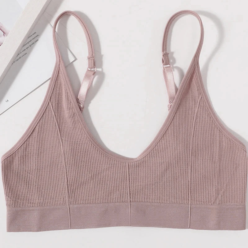 Seamless Tube Tops Bras Women U-shaped Back Bra Sexy Lingerie Female Brassiere Adjust Straps Ribbed Sports Underwear