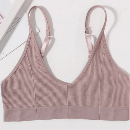Seamless Tube Tops Bras Women U-shaped Back Bra Sexy Lingerie Female Brassiere Adjust Straps Ribbed Sports Underwear