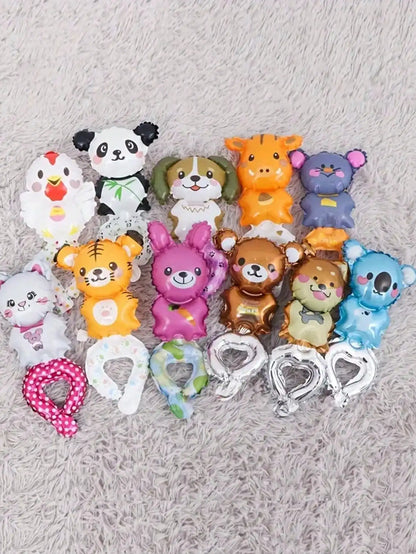 10/20Pcs Cute Wrist Balloon for Birthday Party Decoration Rabbit Bear Cartoon Animal Balloon Pink Children's Toys Baby Shower