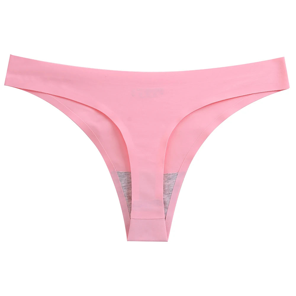Women Thong Women's Panties Seamless Underwear Silk G-string Thongs Sexy Lingerie Female Tanga Solid Sport Underpants T-back