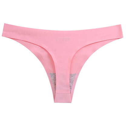 Women Thong Women's Panties Seamless Underwear Silk G-string Thongs Sexy Lingerie Female Tanga Solid Sport Underpants T-back