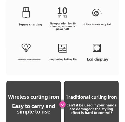 Portable Automatic Charging Hair Curler Smart Wireless Hair Styling Tool Travel Friendly Lazy Girl Hair Curler Salon Accessory