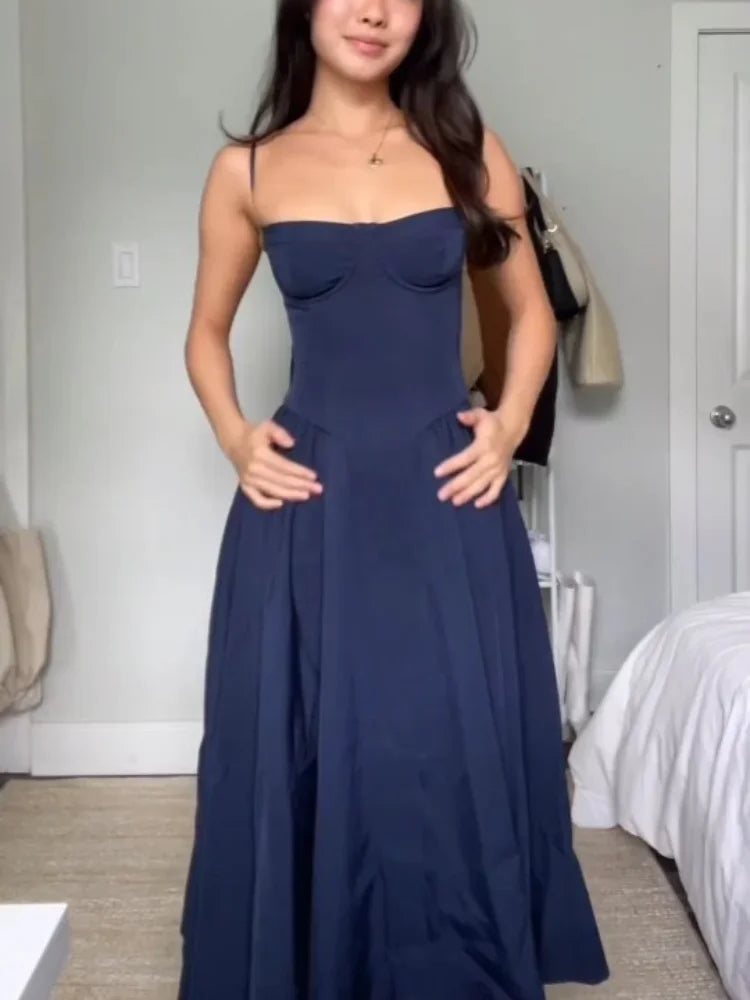Elegant Wedding Events Corset Dress Sexy Strapless Pleated A-line Midi Party Dresses For Women Summer Female Clothing 2024