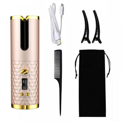 Wireless Curling Iron Cordless Curling Wand Adjustable Temperature Fast Heating Long-Lasting Battery Portable Travel Hair Styler