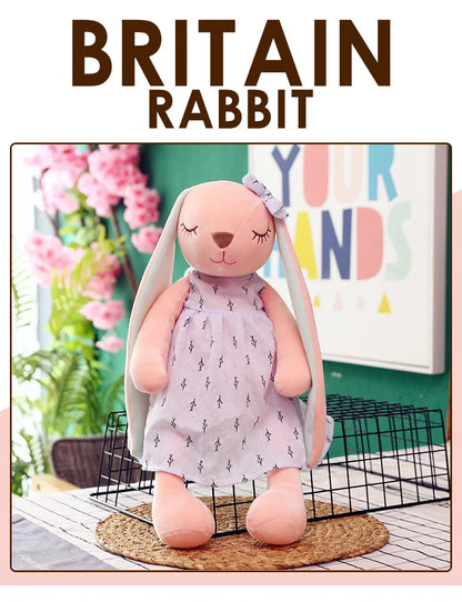 Rabbit Plush Toy Long Ear Pink Heart Stuffed Animal Soft Comfort Doll Throw Pillow Cute Gift for Kids Girls Room Decor