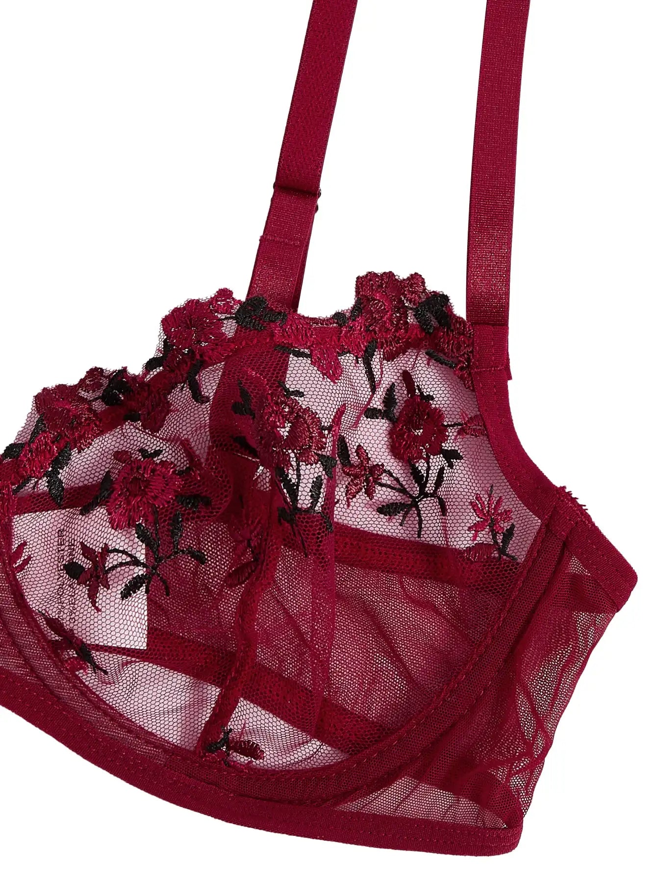 Sexy Lingerie Exquisite Embroidery Floral Ultra-thin Sexy Large Size Lingerie Ladies Lace Transparent Underwear Bra Set S-4XL