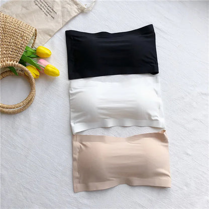 Seamless One-piece Tube Tops Women Removable Pads Intimates Basic Black/White/Skin Womens Strapless Bra Bandeau Sexy Lingerie