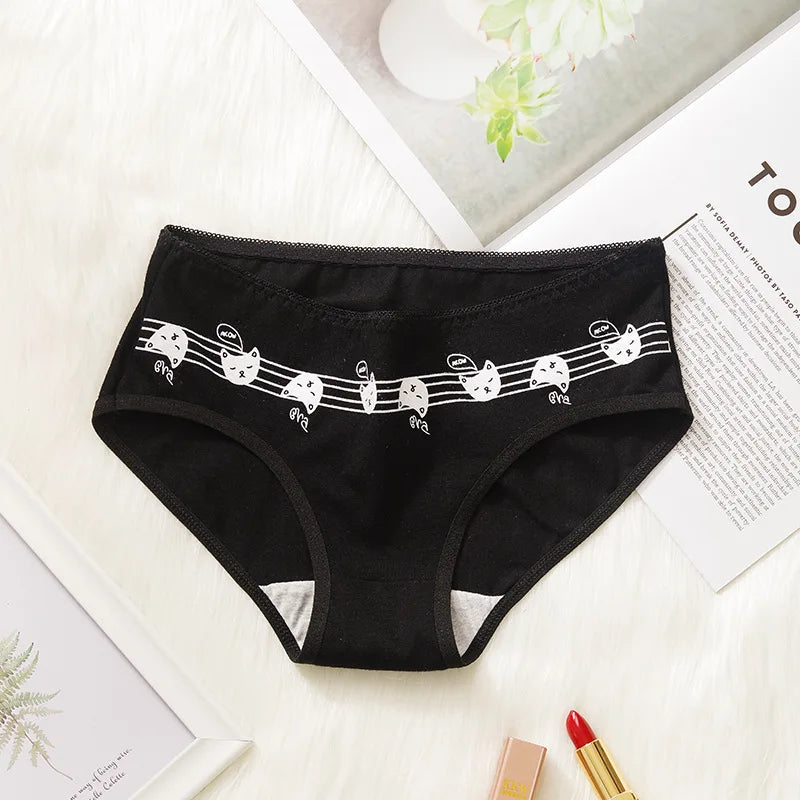 5Pcs/set Cotton Cartoon Cute Panties Girls' Short Underwear For Women Ladies Pantys Female Soft Underpants Sexy Lingerie M-XL