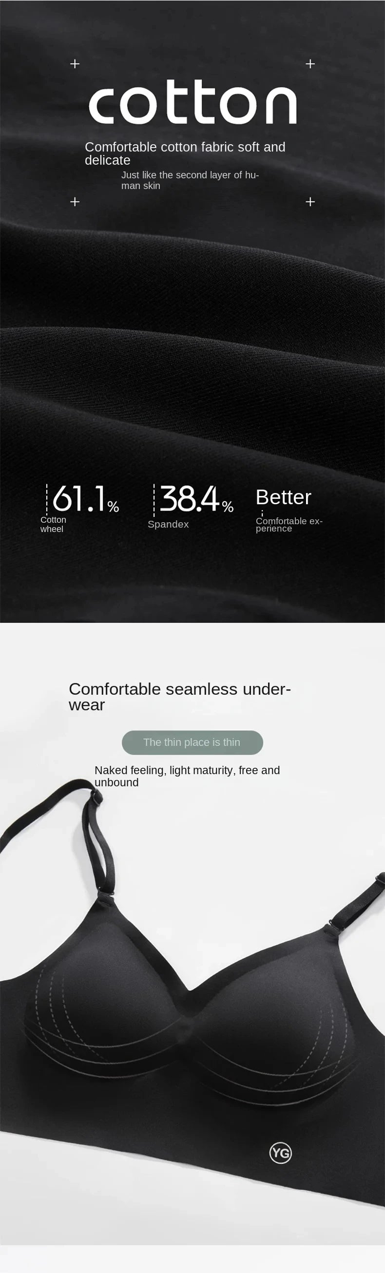 UBAU Summer Sexy Bra Women's Slim U-shaped Seamless Backless Underwear Triangle Cup Gathering Bra Women's Sexy Lingerie