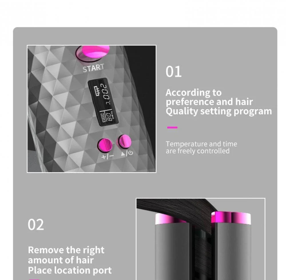 Wireless Curling Iron Cordless Curling Wand Adjustable Temperature Fast Heating Long-Lasting Battery Portable Travel Hair Styler