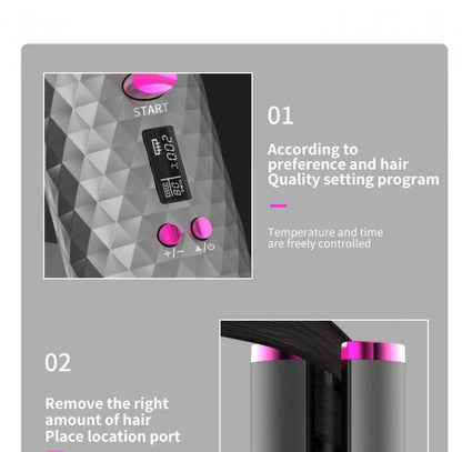 Wireless Curling Iron Cordless Curling Wand Adjustable Temperature Fast Heating Long-Lasting Battery Portable Travel Hair Styler