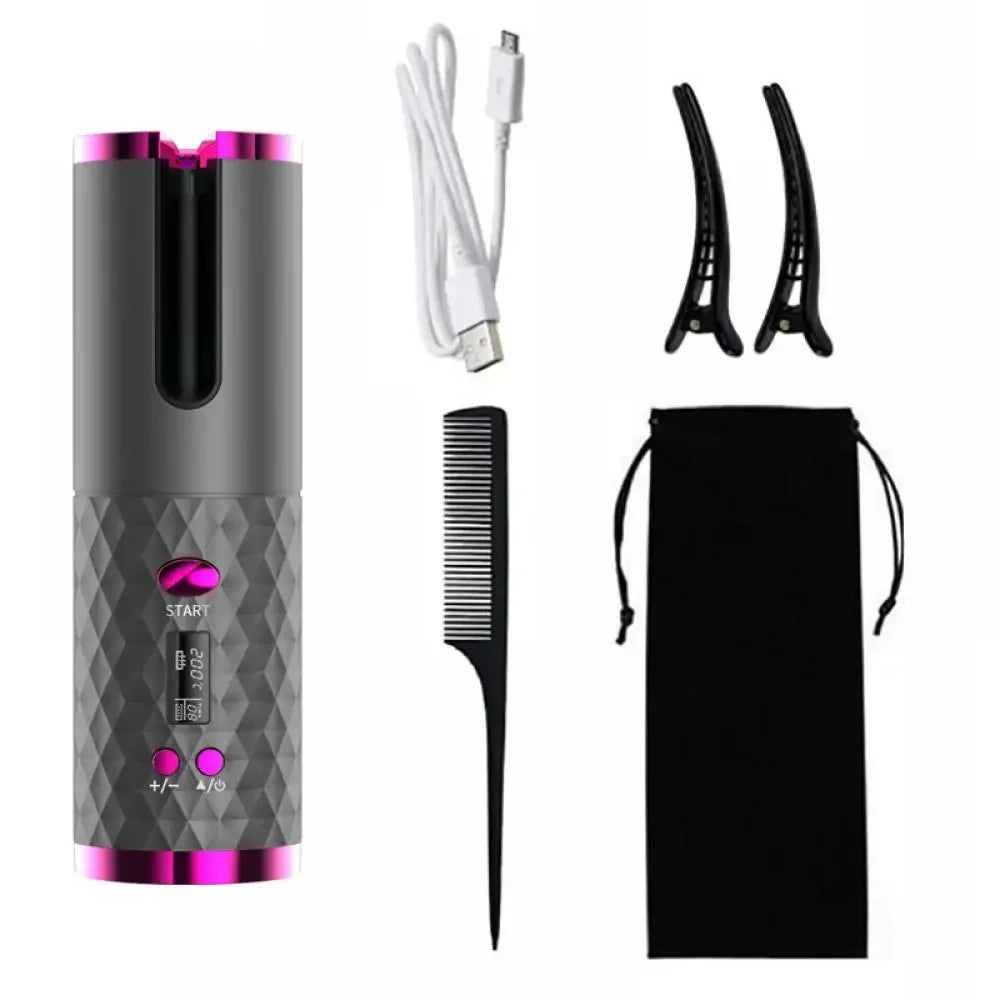Wireless Curling Iron Cordless Curling Wand Adjustable Temperature Fast Heating Long-Lasting Battery Portable Travel Hair Styler