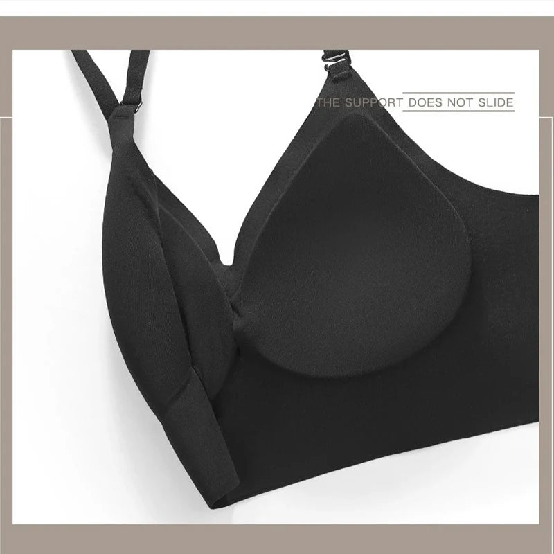 UBAU Summer Sexy Bra Women's Slim U-shaped Seamless Backless Underwear Triangle Cup Gathering Bra Women's Sexy Lingerie