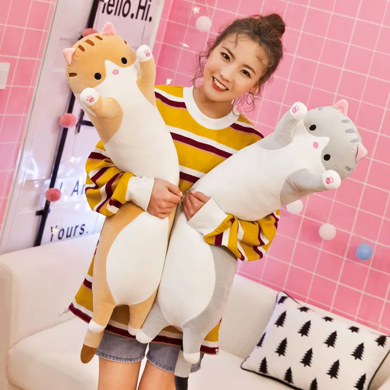 50-70cm Long Cat Plush Toys Cute Animal Cat Creative Long Soft Toys Office Break Nap Sleeping Pillow Stuffed Gift Doll For Kids