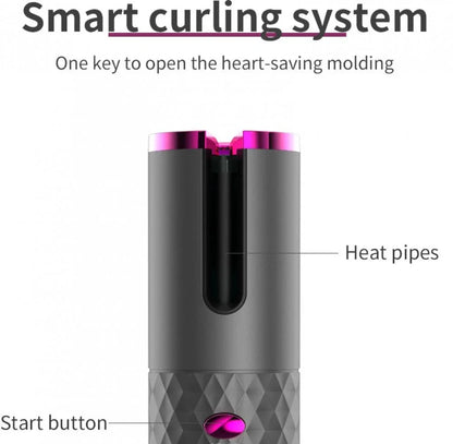 Wireless Curling Iron Cordless Curling Wand Adjustable Temperature Fast Heating Long-Lasting Battery Portable Travel Hair Styler