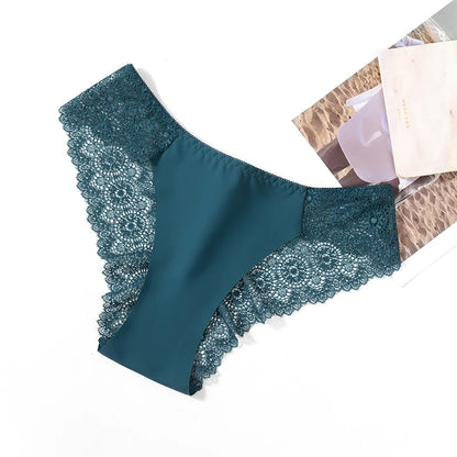 TrowBridge 3PCS/Set Sweet Women's Panties Silk Satin Underwear Lace Sexy Lingerie Girls Breathable Briefs Soft Comfortable Panty