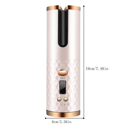 Cordless Auto Hair Curler, Curling Iron With LCD Display And Adjustable Temperature, Portable USB Rechargeable Hair Curler