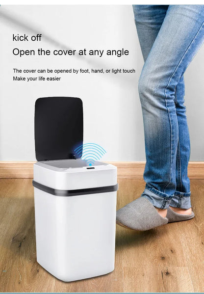 Kitchen Trash Bin 13L Bathroom Touch Trash Can In The Toilet Smart Garbage Bucket Waste Bins Dustbin Smart Trash Can Kitchen