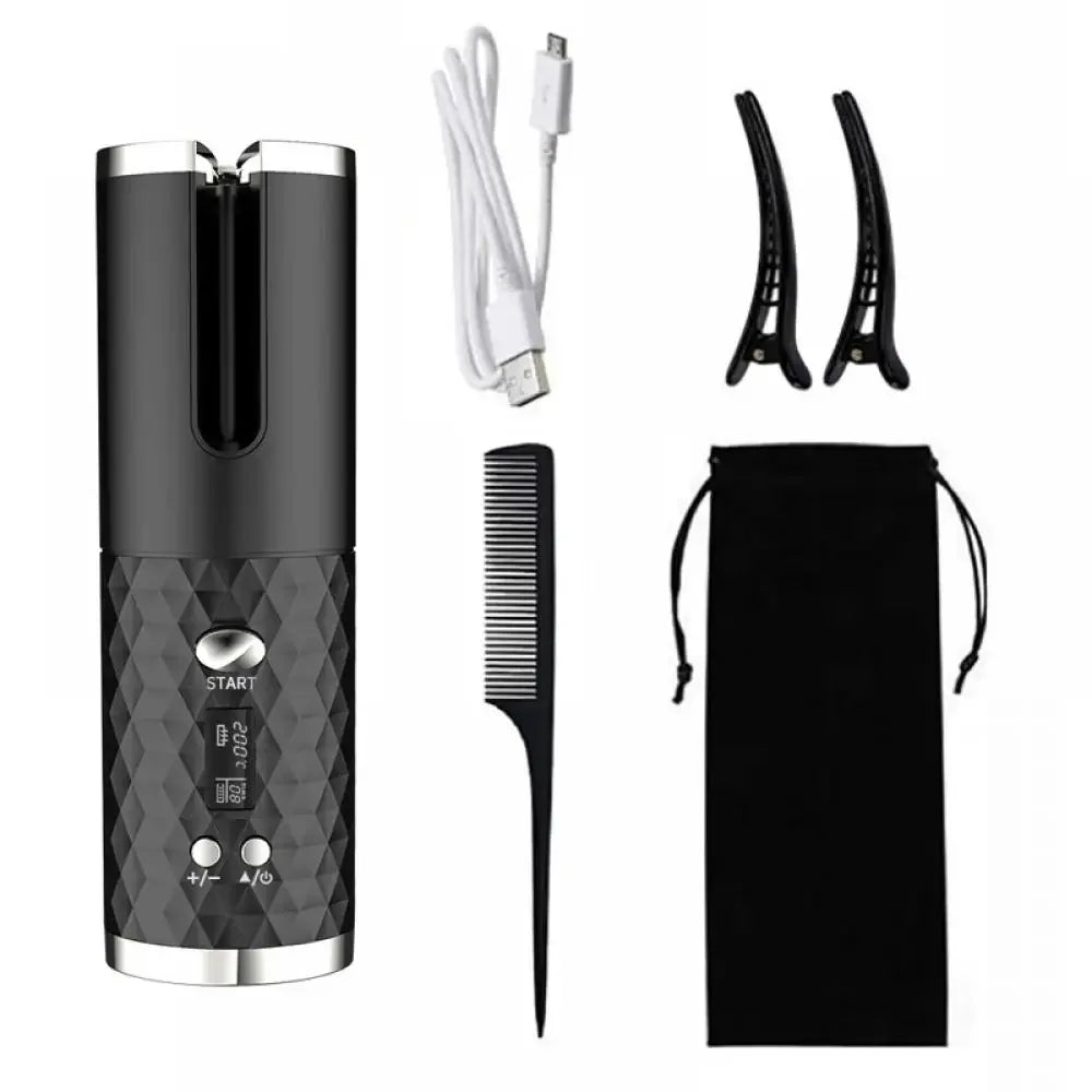 Wireless Curling Iron Cordless Curling Wand Adjustable Temperature Fast Heating Long-Lasting Battery Portable Travel Hair Styler