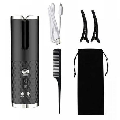 Wireless Curling Iron Cordless Curling Wand Adjustable Temperature Fast Heating Long-Lasting Battery Portable Travel Hair Styler