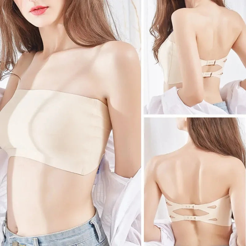 Seamless One-piece Tube Tops Women Removable Pads Intimates Basic Black/White/Skin Womens Strapless Bra Bandeau Sexy Lingerie