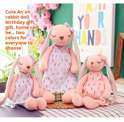 Rabbit Plush Toy Long Ear Pink Heart Stuffed Animal Soft Comfort Doll Throw Pillow Cute Gift for Kids Girls Room Decor