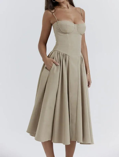 New Fashion Sexy Backless One Cut Collar Strap Solid Color Slim Fit Dress For Women,4 Colors