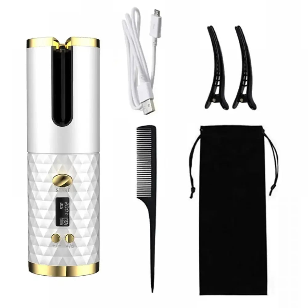 Wireless Curling Iron Cordless Curling Wand Adjustable Temperature Fast Heating Long-Lasting Battery Portable Travel Hair Styler