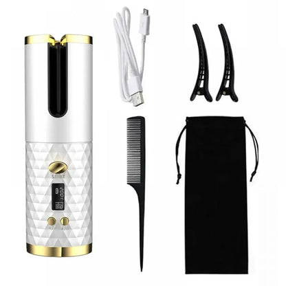 Wireless Curling Iron Cordless Curling Wand Adjustable Temperature Fast Heating Long-Lasting Battery Portable Travel Hair Styler