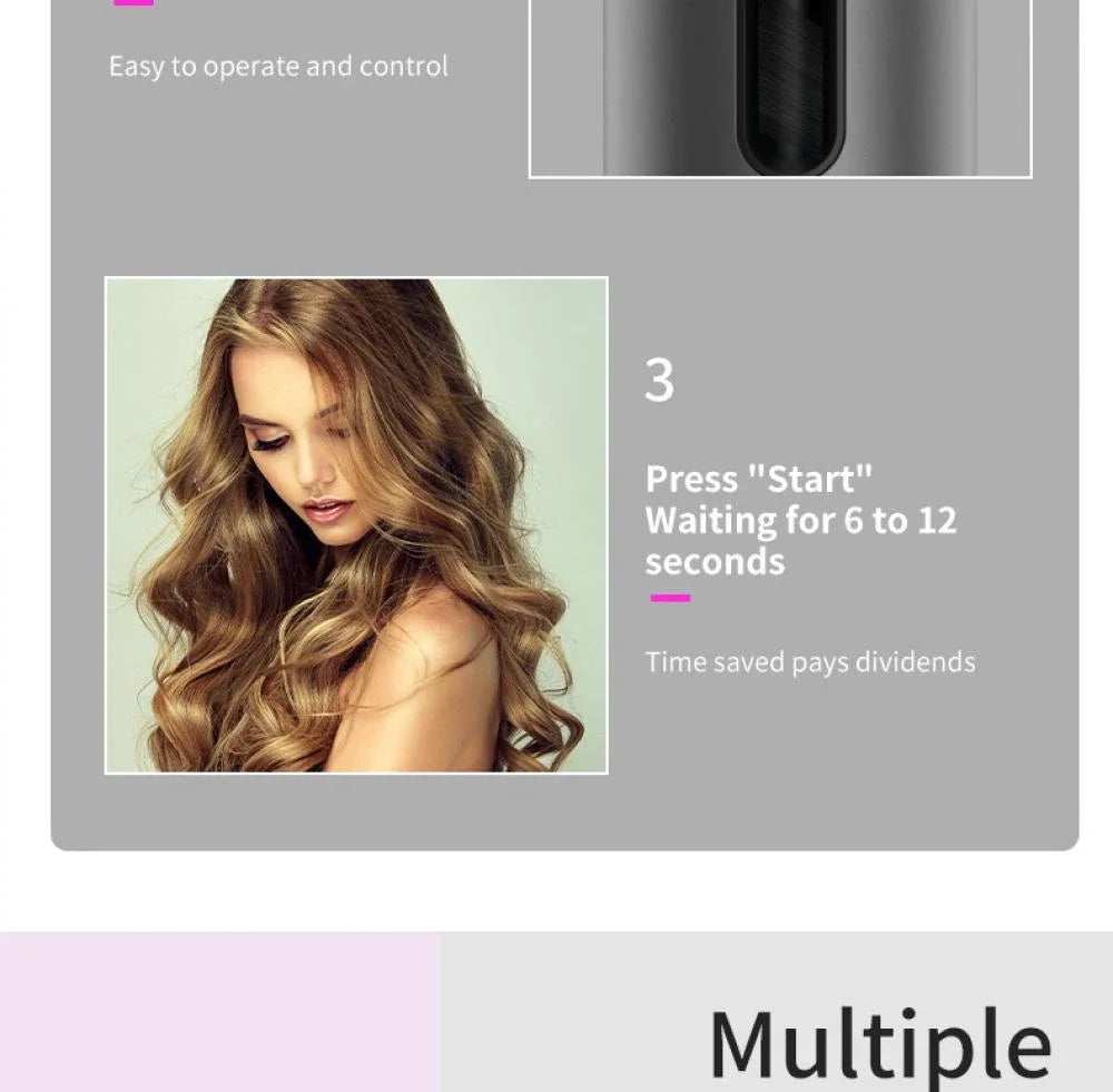 Wireless Curling Iron Cordless Curling Wand Adjustable Temperature Fast Heating Long-Lasting Battery Portable Travel Hair Styler
