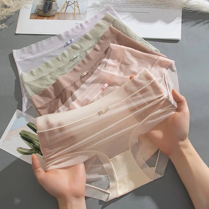 3Pcs/Set Women Thin Silky Panties Sexy Lingerie Quick Drying Briefs Female Seamless Underwear Summer Underpants Low Rise Panties